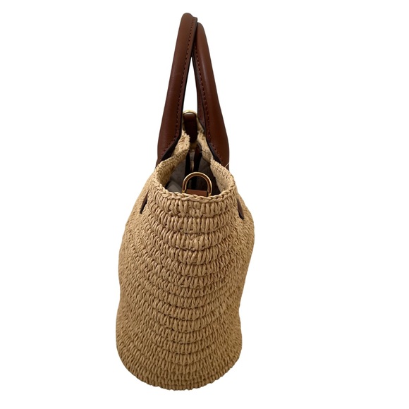 Lauren Ralph Lauren Woven Straw Medium Brie Tote Bag - Picture 4 of 8